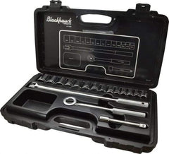 Blackhawk by Proto - 17 Piece 1/2" Drive Socket Set - 12 Points, 10mm to 28mm Range, Metric Measurement Standard - Exact Tool & Supply