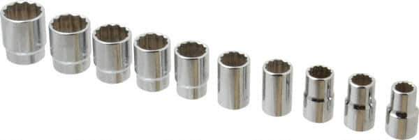 Blackhawk by Proto - 10 Piece 1/2" Drive Socket Set - 12 Points, 7/16" to 1" Range, Inch Measurement Standard - Exact Tool & Supply