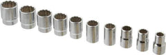 Blackhawk by Proto - 10 Piece 1/2" Drive Socket Set - 12 Points, 7/16" to 1" Range, Inch Measurement Standard - Exact Tool & Supply