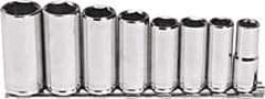 Blackhawk by Proto - 8 Piece 3/8" Drive Deep Well Socket Set - 6 Points, 10mm to 19mm Range, Metric Measurement Standard - Exact Tool & Supply
