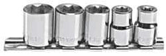 Blackhawk by Proto - 5 Piece 3/8" Drive Socket Set - 8 Points, 1/4" to 1/2" Range, Inch Measurement Standard - Exact Tool & Supply