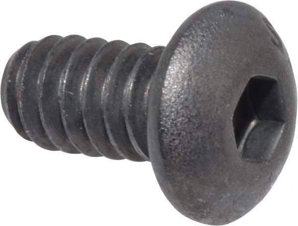 Value Collection - #10-24 UNC Hex Socket Drive, Button Screw - Alloy Steel, Black Oxide Finish, Fully Threaded, 3/8" Length Under Head - Exact Tool & Supply