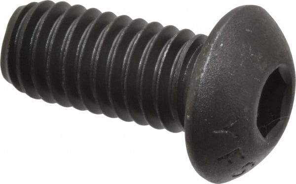 Value Collection - 3/8-16 UNC Hex Socket Drive, Button Screw - Alloy Steel, Black Oxide Finish, Fully Threaded, 7/8" Length Under Head - Exact Tool & Supply