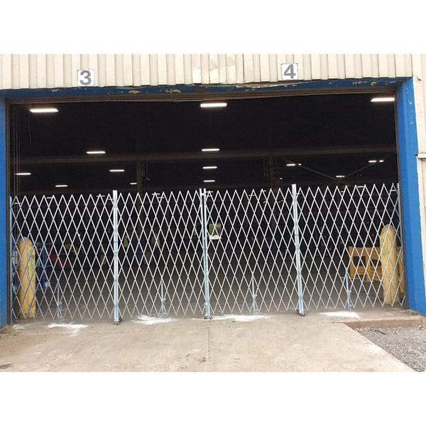 Illinois Engineered Products - 8' High Bi-Parting Folding Gates - Galvanized Steel, Silver - Exact Tool & Supply