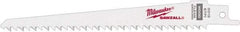 Milwaukee Tool - 6" Long x 3/4" Thick, Steel Reciprocating Saw Blade - Tapered Profile, 6 TPI, Toothed Edge, Universal Shank - Exact Tool & Supply