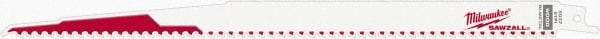 Milwaukee Tool - 12" Long x 3/4" Thick, Steel Reciprocating Saw Blade - Tapered Profile, 5 TPI, Toothed Edge, Universal Shank - Exact Tool & Supply