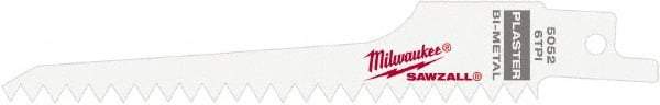 Milwaukee Tool - 5" Long x 3/4" Thick, Steel Reciprocating Saw Blade - Scroll Profile, 6 TPI, Toothed Edge, Universal Shank - Exact Tool & Supply