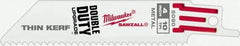 Milwaukee Tool - 4" Long x 3/4" Thick, Steel Reciprocating Saw Blade - Straight Profile, 10 TPI, Toothed Edge, Universal Shank - Exact Tool & Supply