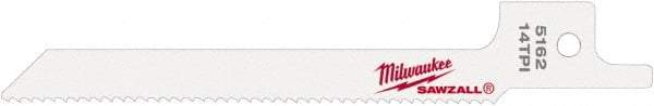 Milwaukee Tool - 3-5/8" Long x 5/16" Thick, Steel Reciprocating Saw Blade - Scroll Profile, 14 TPI, Toothed Edge, Universal Shank - Exact Tool & Supply