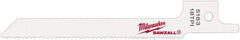 Milwaukee Tool - 3-5/8" Long x 5/16" Thick, Steel Reciprocating Saw Blade - Scroll Profile, 18 TPI, Toothed Edge, Universal Shank - Exact Tool & Supply
