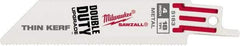 Milwaukee Tool - 4" Long x 3/4" Thick, Steel Reciprocating Saw Blade - Straight Profile, 18 TPI, Toothed Edge, Universal Shank - Exact Tool & Supply
