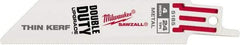 Milwaukee Tool - 4" Long x 3/4" Thick, Steel Reciprocating Saw Blade - Straight Profile, 24 TPI, Toothed Edge, Universal Shank - Exact Tool & Supply