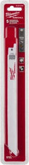 Milwaukee Tool - 8" Long x 5/8" Thick, Steel Reciprocating Saw Blade - Straight Profile, 10 to 14 TPI, Toothed Edge, Universal Shank - Exact Tool & Supply