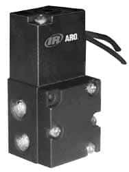 ARO/Ingersoll-Rand - 1/8", 4-Way Stacking Solenoid Valve with Speed Control - 12 VDC, 0.2 CV Rate, 2.4" High - Exact Tool & Supply