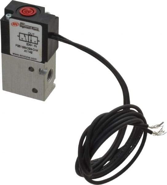 ARO/Ingersoll-Rand - 1/8", 3-Way Body Ported Stacking Solenoid Valve - 24 VDC, 0.2 CV Rate, 2.4" High - Exact Tool & Supply