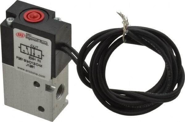 ARO/Ingersoll-Rand - 1/8", 3-Way Body Ported Stacking Solenoid Valve - 12 VDC, 0.2 CV Rate, 2.4" High - Exact Tool & Supply