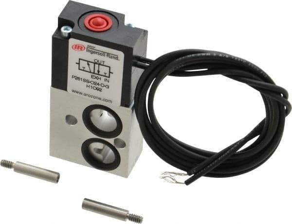ARO/Ingersoll-Rand - 1/8", 3-Way Stacking Solenoid Valve - 24 VDC, 0.2 CV Rate, 2.4" High - Exact Tool & Supply