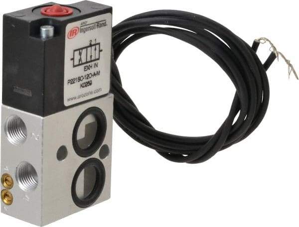 ARO/Ingersoll-Rand - 1/8", 4-Way Stacking Solenoid Valve with Speed Control - 120 VAC, 0.2 CV Rate, 2.4" High - Exact Tool & Supply