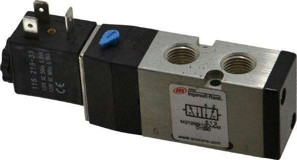 ARO/Ingersoll-Rand - 1/4", 4-Way 2-Position Maxair Stacking Solenoid Valve - 120 VAC, 0.7 CV Rate, 1.37" High - Exact Tool & Supply
