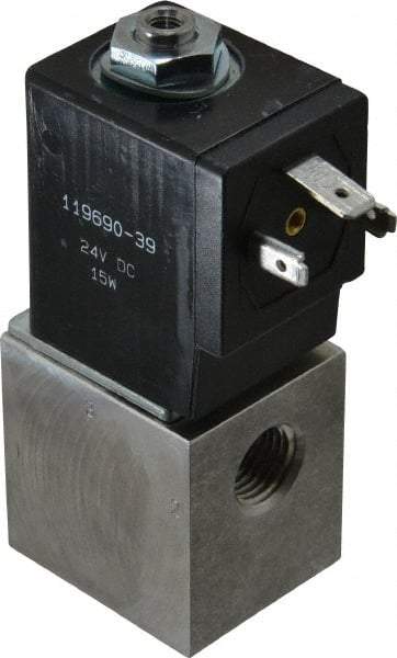 ARO/Ingersoll-Rand - 1/4", CAT Series 3-Way 2-Position Body Ported Stacking Solenoid Valve - 24 VDC, 0.2 CV Rate, 3-1/2" High - Exact Tool & Supply