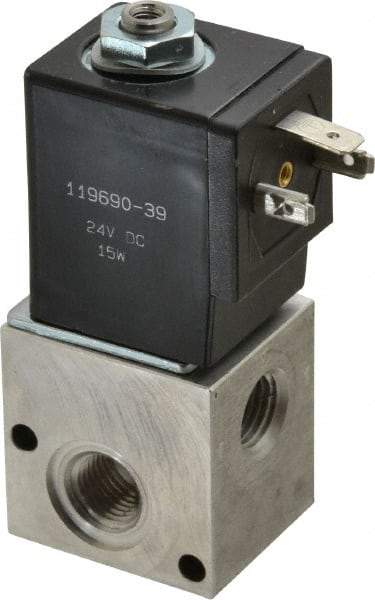 ARO/Ingersoll-Rand - 1/4", CAT Series 3-Way 2-Position Stacking Solenoid Valve - 24 VDC, 0.2 CV Rate, 3-1/2" High - Exact Tool & Supply