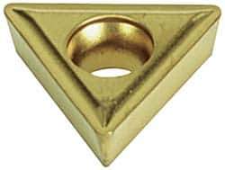 Seco - TCMT32.52 F1 Grade TS2000 Carbide Turning Insert - TiAlN/TiN Finish, 60° Triangle, 3/8" Inscr Circle, 5/32" Thick, 1/32" Corner Radius - Exact Tool & Supply