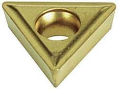 Seco - TCMT32.52 F1 Grade TS2000 Carbide Turning Insert - TiAlN/TiN Finish, 60° Triangle, 3/8" Inscr Circle, 5/32" Thick, 1/32" Corner Radius - Exact Tool & Supply