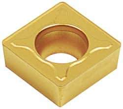 Hertel - CCMT431 LF Grade HC210 Carbide Turning Insert - TiN Finish, 80° Diamond, 1/2" Inscr Circle, 3/16" Thick, 1/64" Corner Radius - Exact Tool & Supply