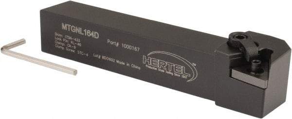 Hertel - MTGN, Left Hand Cut, 3° Lead Angle, 1" Shank Height x 1" Shank Width, Negative Rake Indexable Turning Toolholder - 6" OAL, TN..43. Insert Compatibility, Series Multi-Option - Exact Tool & Supply