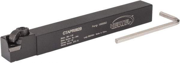 Hertel - CTAP, Right Hand Cut, 3° Lead Angle, 1/2" Shank Height x 1/2" Shank Width, Positive Rake Indexable Turning Toolholder - 4-1/2" OAL, TP..22 Insert Compatibility, Series Clamp Type - Exact Tool & Supply