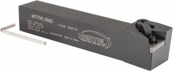 Hertel - MTFN, Left Hand Cut, 0° Lead Angle, 1" Shank Height x 1" Shank Width, Negative Rake Indexable Turning Toolholder - 6" OAL, TN..43. Insert Compatibility, Series Multi-Option - Exact Tool & Supply
