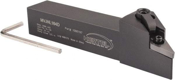 Hertel - MVJN, Left Hand Cut, 3° Lead Angle, 1" Shank Height x 1" Shank Width, Negative Rake Indexable Turning Toolholder - 6" OAL, VN..43. Insert Compatibility, Series Multi-Option - Exact Tool & Supply
