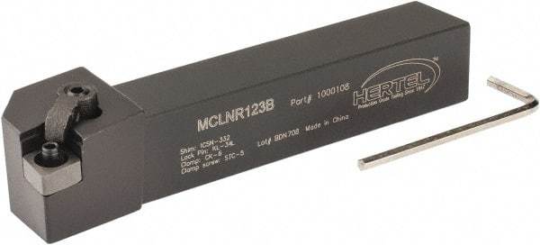 Hertel - MCLN, Right Hand Cut, 5° Lead Angle, 3/4" Shank Height x 3/4" Shank Width, Negative Rake Indexable Turning Toolholder - 4-1/2" OAL, CN..32. Insert Compatibility, Series Multi-Option - Exact Tool & Supply