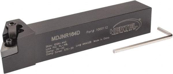 Hertel - MDJN, Right Hand Cut, 3° Lead Angle, 1" Shank Height x 1" Shank Width, Negative Rake Indexable Turning Toolholder - 6" OAL, DN..43. Insert Compatibility, Series Multi-Option - Exact Tool & Supply