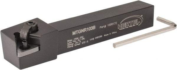 Hertel - MTGN, Right Hand Cut, 3° Lead Angle, 5/8" Shank Height x 5/8" Shank Width, Negative Rake Indexable Turning Toolholder - 4-1/2" OAL, TN..33. Insert Compatibility, Series Multi-Option - Exact Tool & Supply