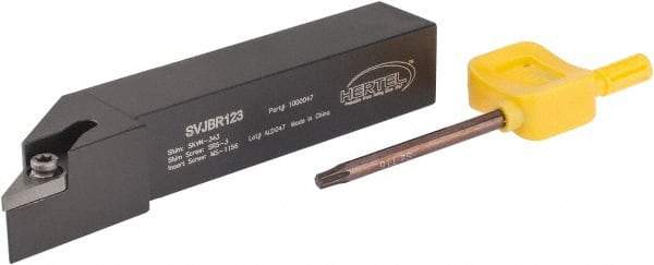 Hertel - SVJB, Right Hand Cut, 3° Lead Angle, 3/4" Shank Height x 3/4" Shank Width, Neutral Rake Indexable Turning Toolholder - 4-1/2" OAL, VB..33. Insert Compatibility, Series Screw-Type - Exact Tool & Supply