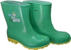 Dunlop Protective Footwear - Men's Size 9-10 Medium Width Steel Knee Boot - Green, PVC Upper, 11" High, Chemical Resistant, Non-Slip - Exact Tool & Supply