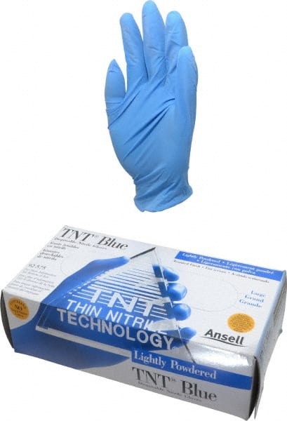 Ansell - Size L, 5 mil, Industrial Grade, Powdered Nitrile Disposable Gloves - Exact Tool & Supply
