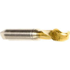 Emuge - M6x1.00 Metric 3 Flute 6HX Modified Bottoming Spiral Flute Tap - Cobalt, TiN Finish, 80mm OAL, Right Hand Flute, Right Hand Thread, Series Rekord D - Exact Tool & Supply