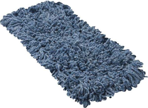 Rubbermaid - 18" Long x 5" Wide Yarn Blend Dust Mop Head - Slip-On/Slip-Through Backing, Blue, Twisted Loop Head - Exact Tool & Supply