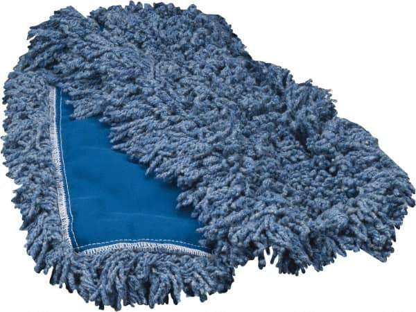 Rubbermaid - 36" Long x 5" Wide Yarn Blend Dust Mop Head - Slip-On/Slip-Through Backing, Blue, Twisted Loop Head - Exact Tool & Supply