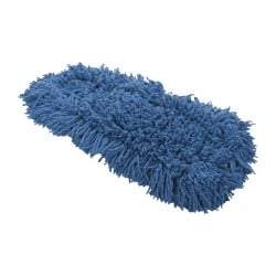 Rubbermaid - 18" Long x 5" Wide Synthetic Dust Mop Head - Slip-On/Slip-Through Backing, Blue, Twisted Loop Head - Exact Tool & Supply