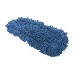 Rubbermaid - 18" Long x 5" Wide Synthetic Dust Mop Head - Slip-On/Slip-Through Backing, Blue, Twisted Loop Head - Exact Tool & Supply