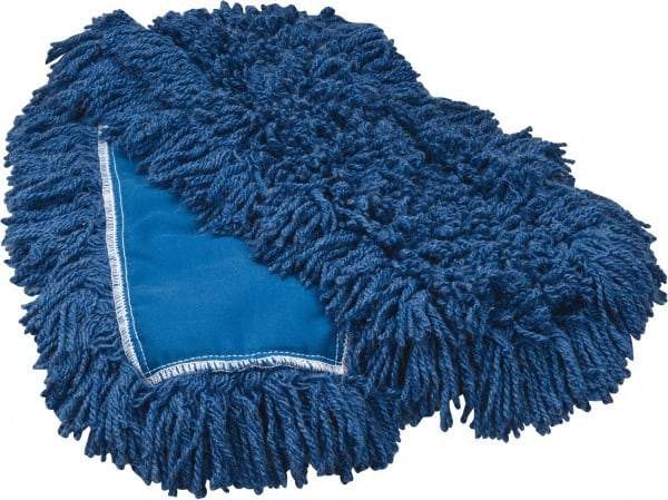 Rubbermaid - 36" Long x 5" Wide Synthetic Dust Mop Head - Slip-On/Slip-Through Backing, Blue, Twisted Loop Head - Exact Tool & Supply