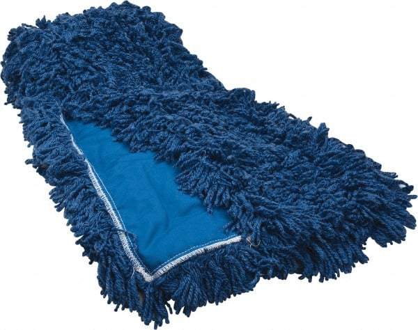 Rubbermaid - 60" Long x 5" Wide Synthetic Dust Mop Head - Slip-On/Slip-Through Backing, Blue, Twisted Loop Head - Exact Tool & Supply