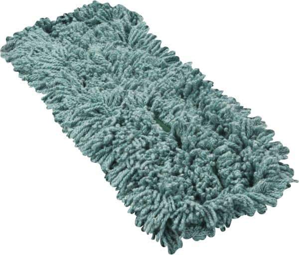 Rubbermaid - 24" Long x 5" Wide Yarn Blend Dust Mop Head - Slip-On/Slip-Through Backing, Green, Twisted Loop Head, Anti-Microbial - Exact Tool & Supply