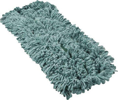 Rubbermaid - 24" Long x 5" Wide Yarn Blend Dust Mop Head - Slip-On/Slip-Through Backing, Green, Twisted Loop Head, Anti-Microbial - Exact Tool & Supply