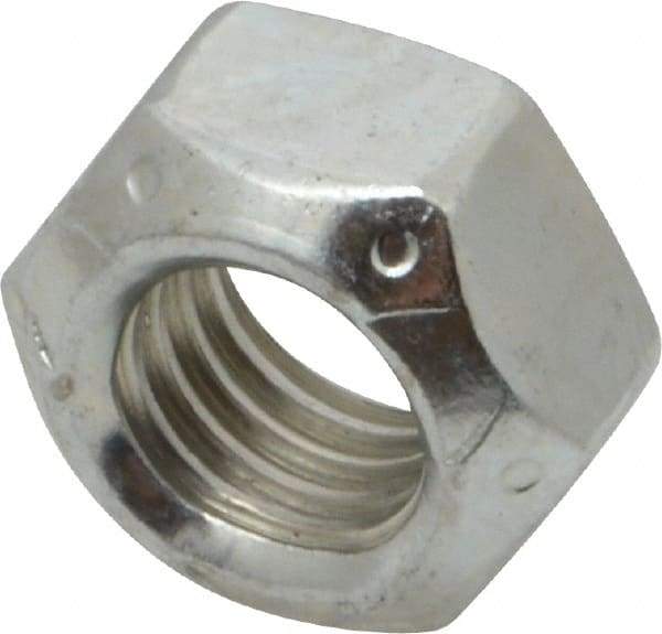 Value Collection - 9/16-12 UNC Grade C Hex Lock Nut with Distorted Thread - 7/8" Width Across Flats, 31/64" High, Cadmium Clear-Plated Finish - Exact Tool & Supply