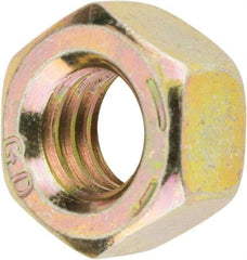 Value Collection - 5/16-18 UNC Steel Right Hand Hex Nut - 1/2" Across Flats, 17/64" High, Zinc Yellow Dichromate Finish - Exact Tool & Supply