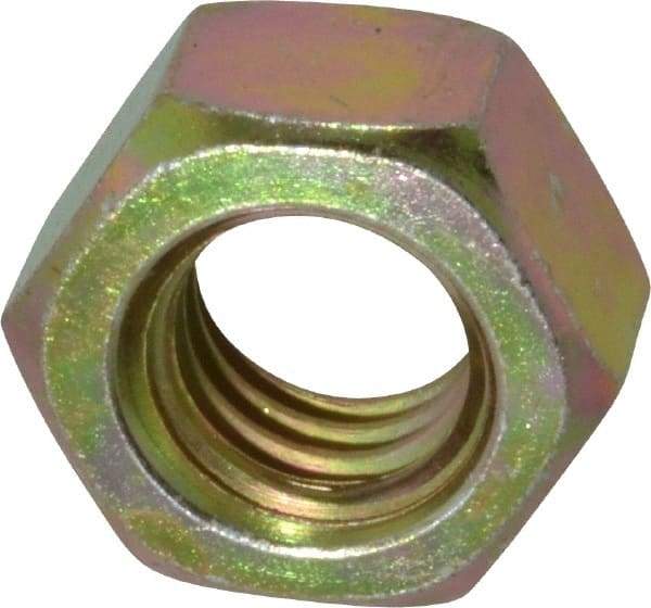 Value Collection - 7/16-14 UNC Steel Right Hand Hex Nut - 11/16" Across Flats, 3/8" High, Zinc Yellow Dichromate Finish - Exact Tool & Supply